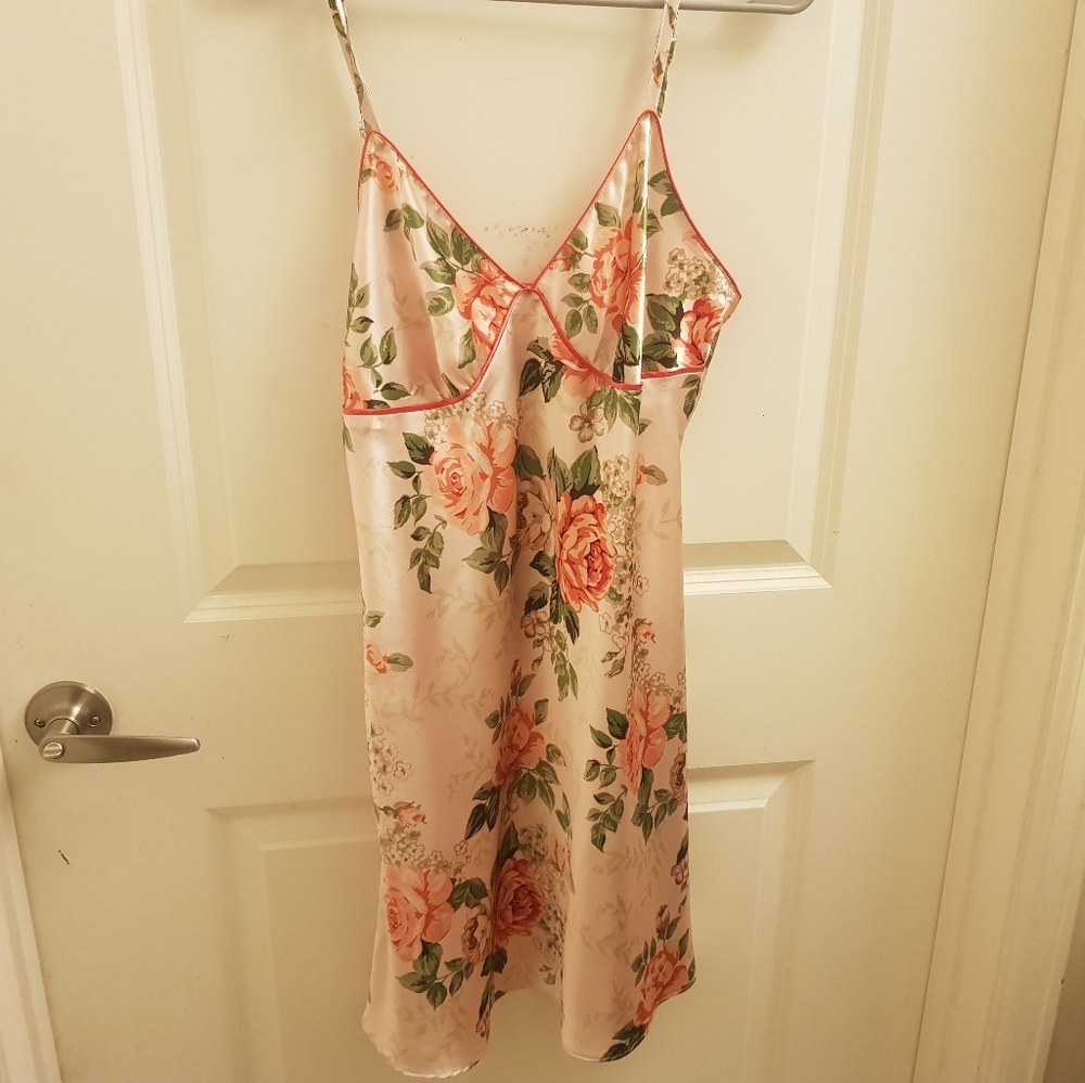 Pink floral slip dress